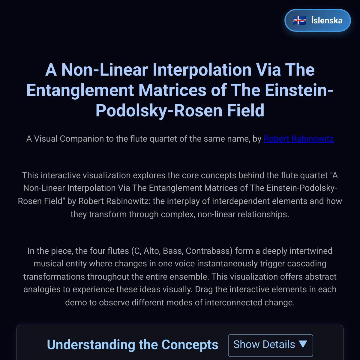 Non-Linear Interpolation & EPR Entanglement Demo