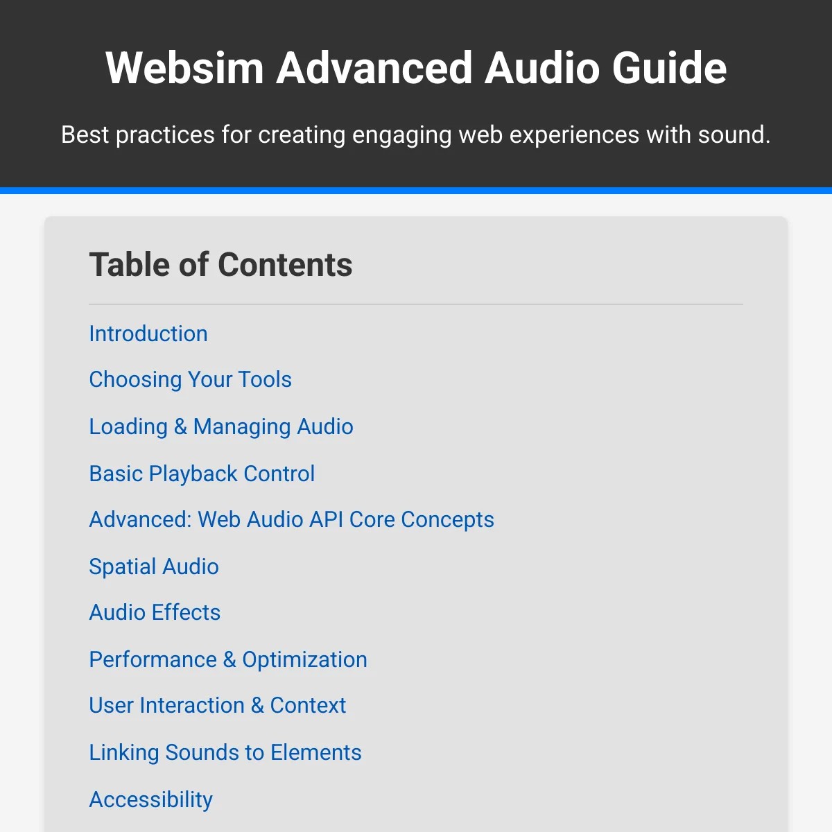 Websim Advanced Audio Guide