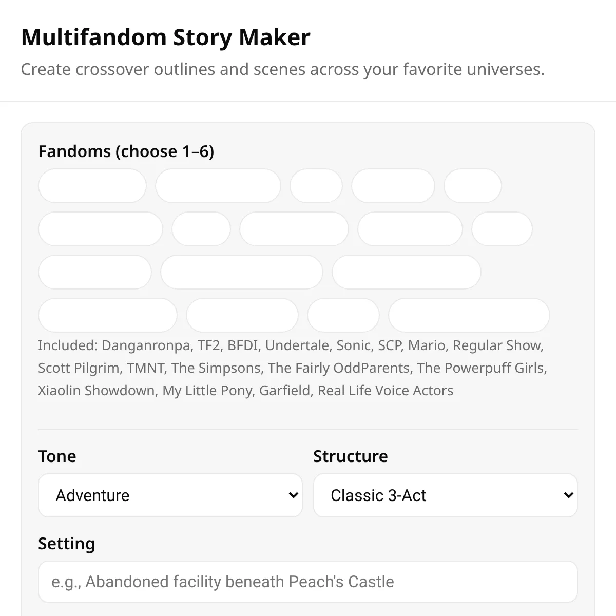 Multifandom Story Maker