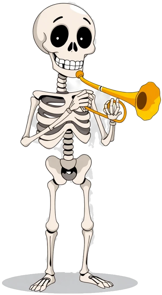 skeleton playing trumpet