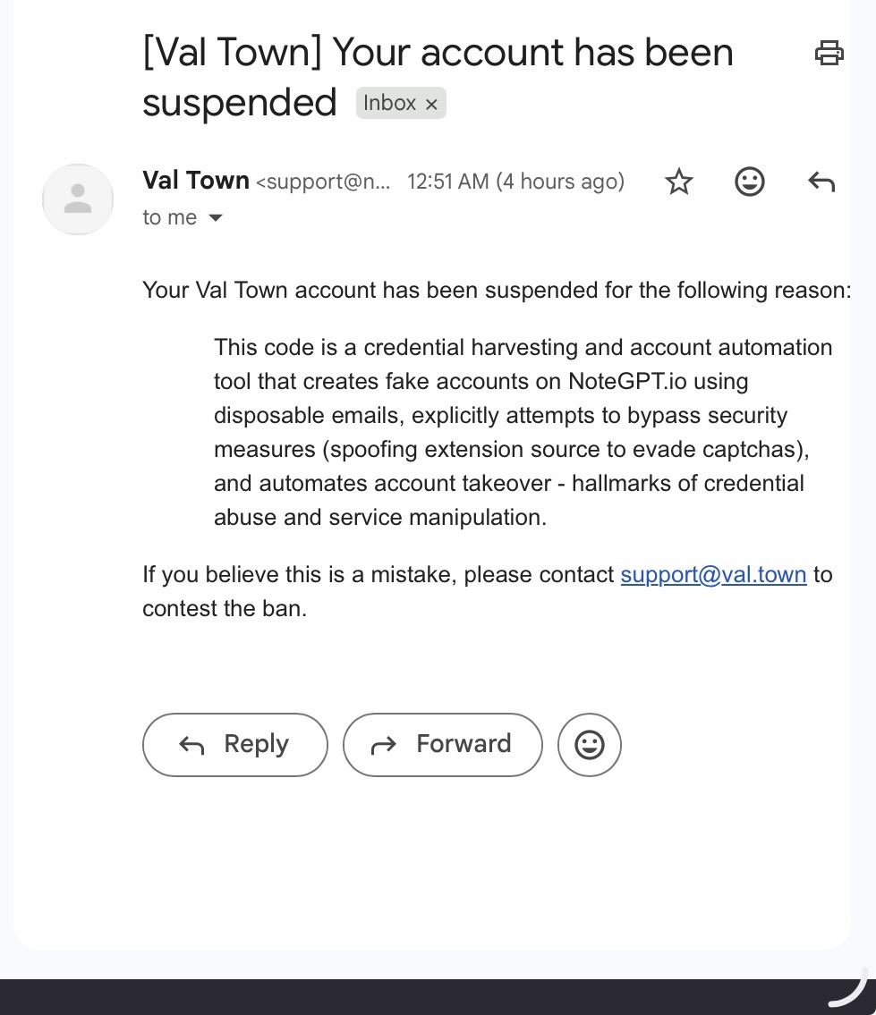 account suspended email