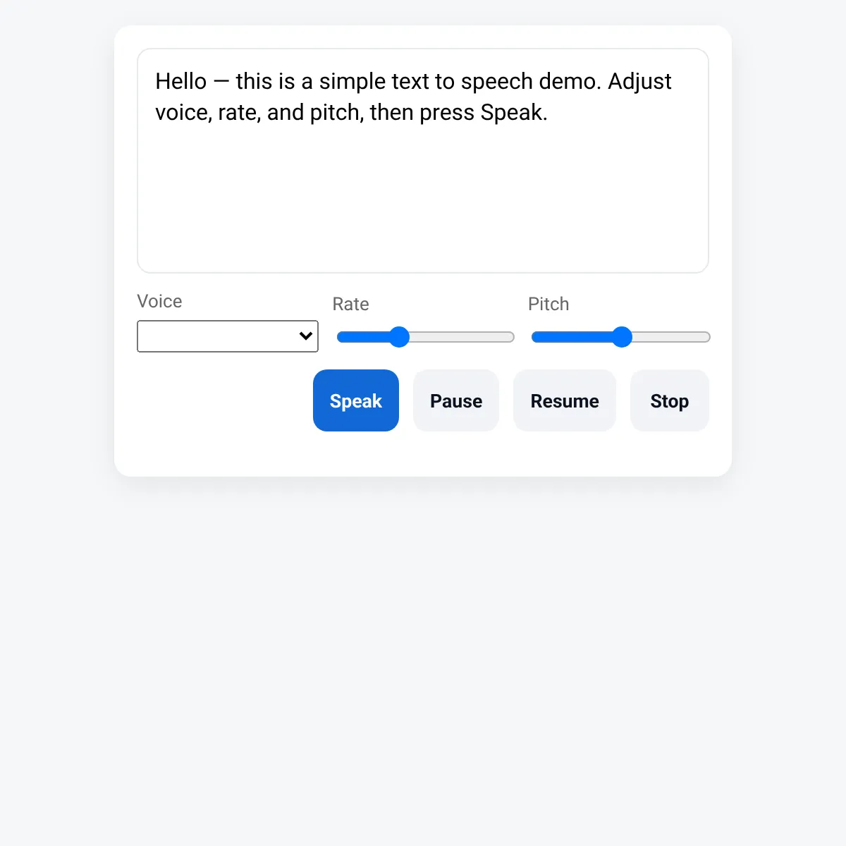 Text-to-Speech Control Panel