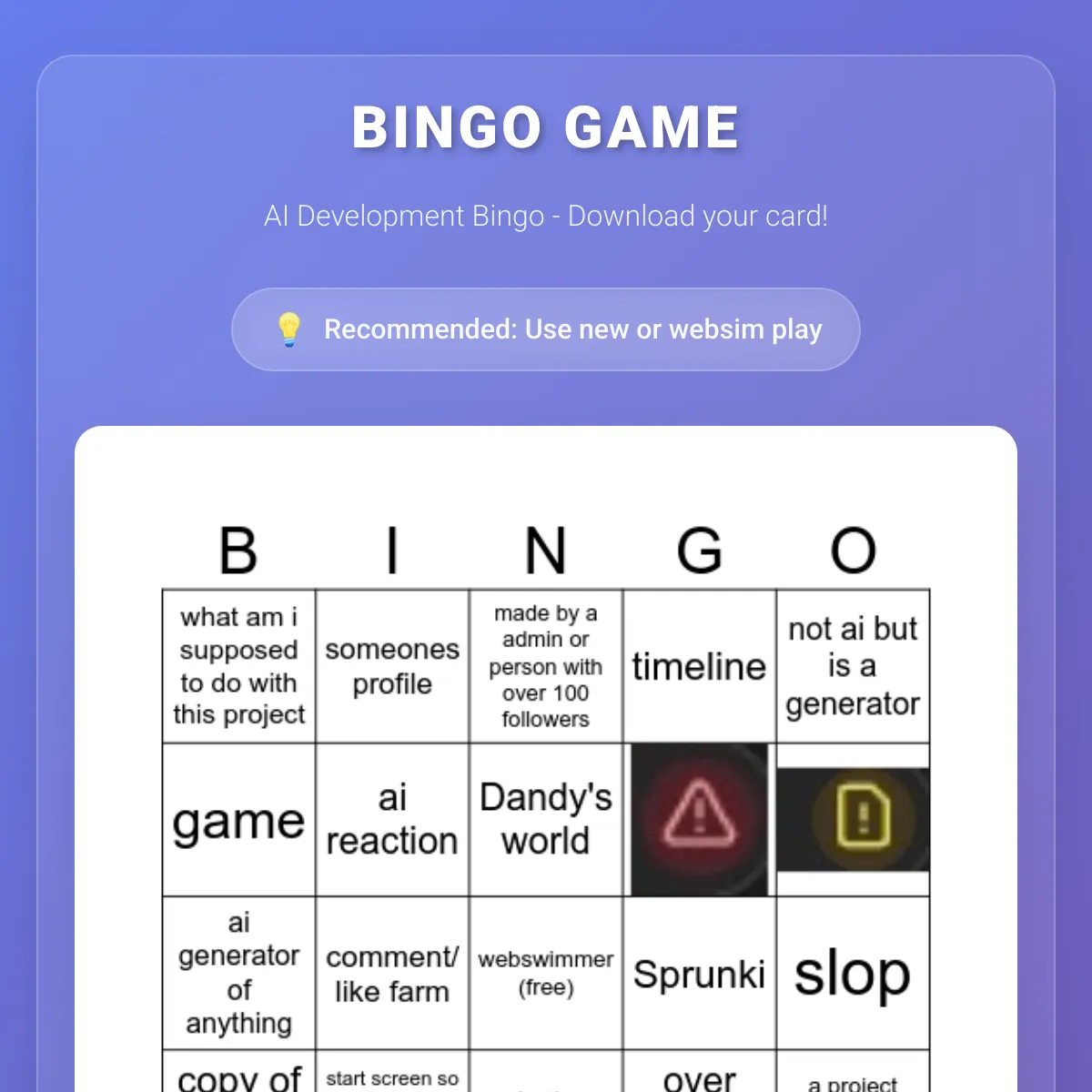 Websim BINGO