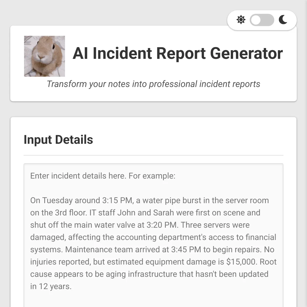 AI Incident Report Generator
