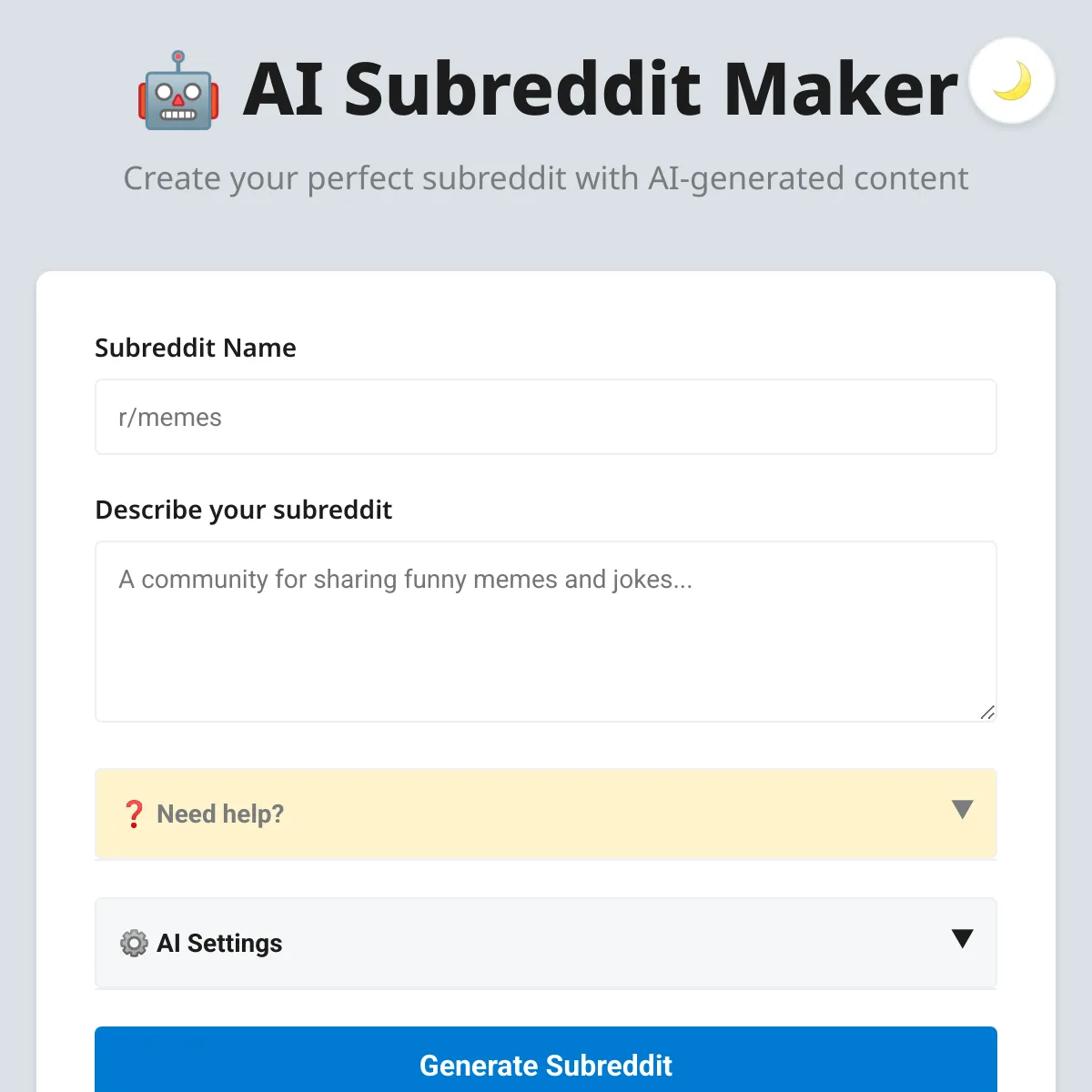 AI Reddit Subreddit Maker (ALPHA)