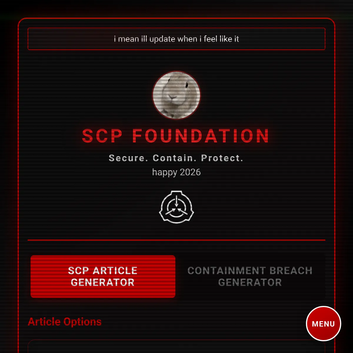 SCP Article Generator V7.2 UPDATE
