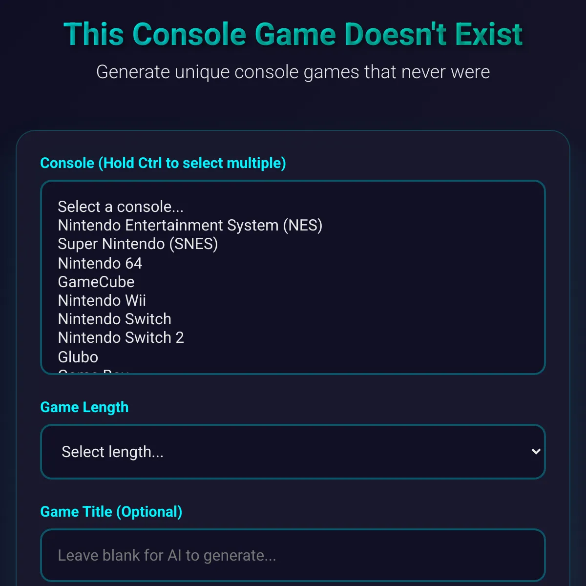 This Console Game Doesn't Exist