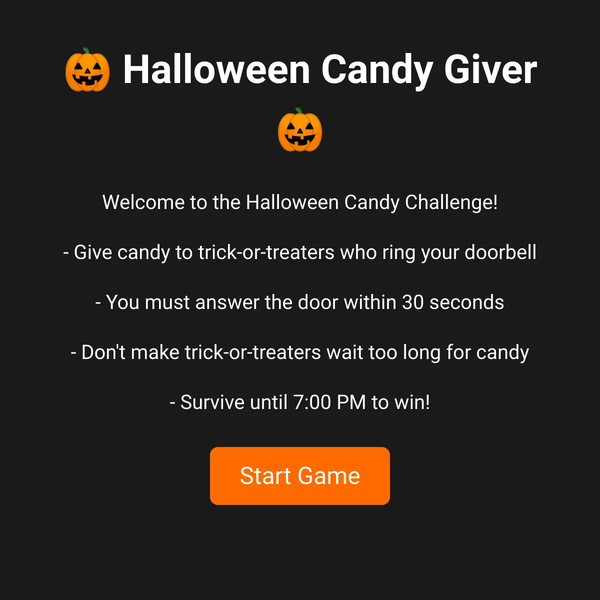 Halloween Candy Giver Game