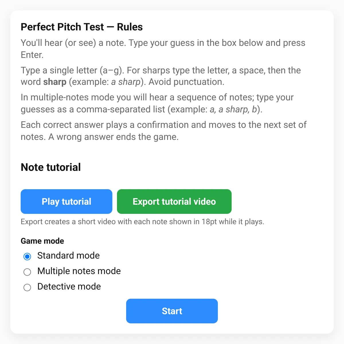 Perfect Pitch Test