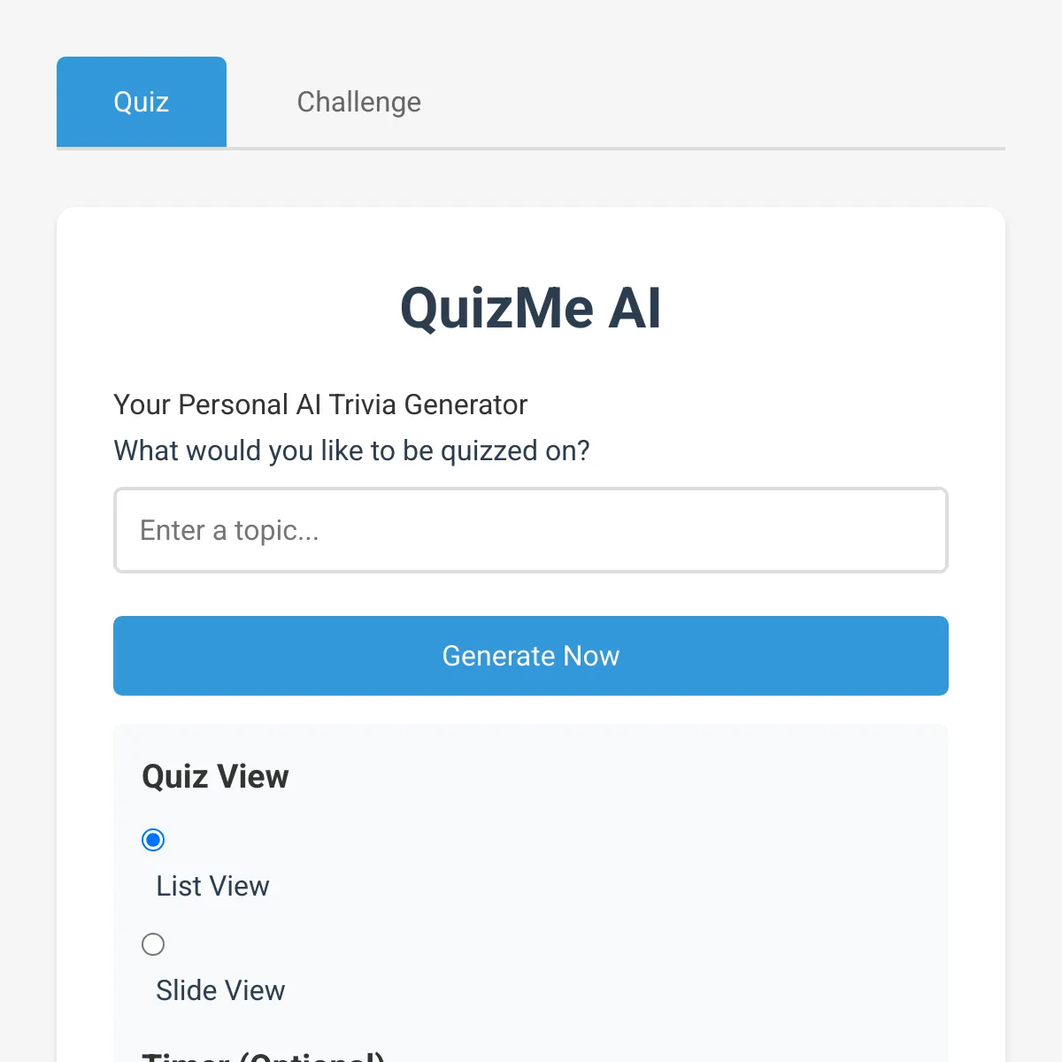 QuizMe AI - AI-Powered Trivia Game