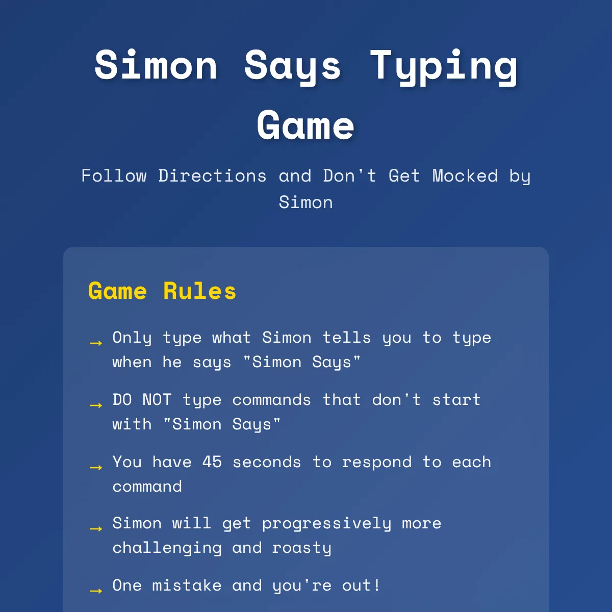 Simon Says Typing Game