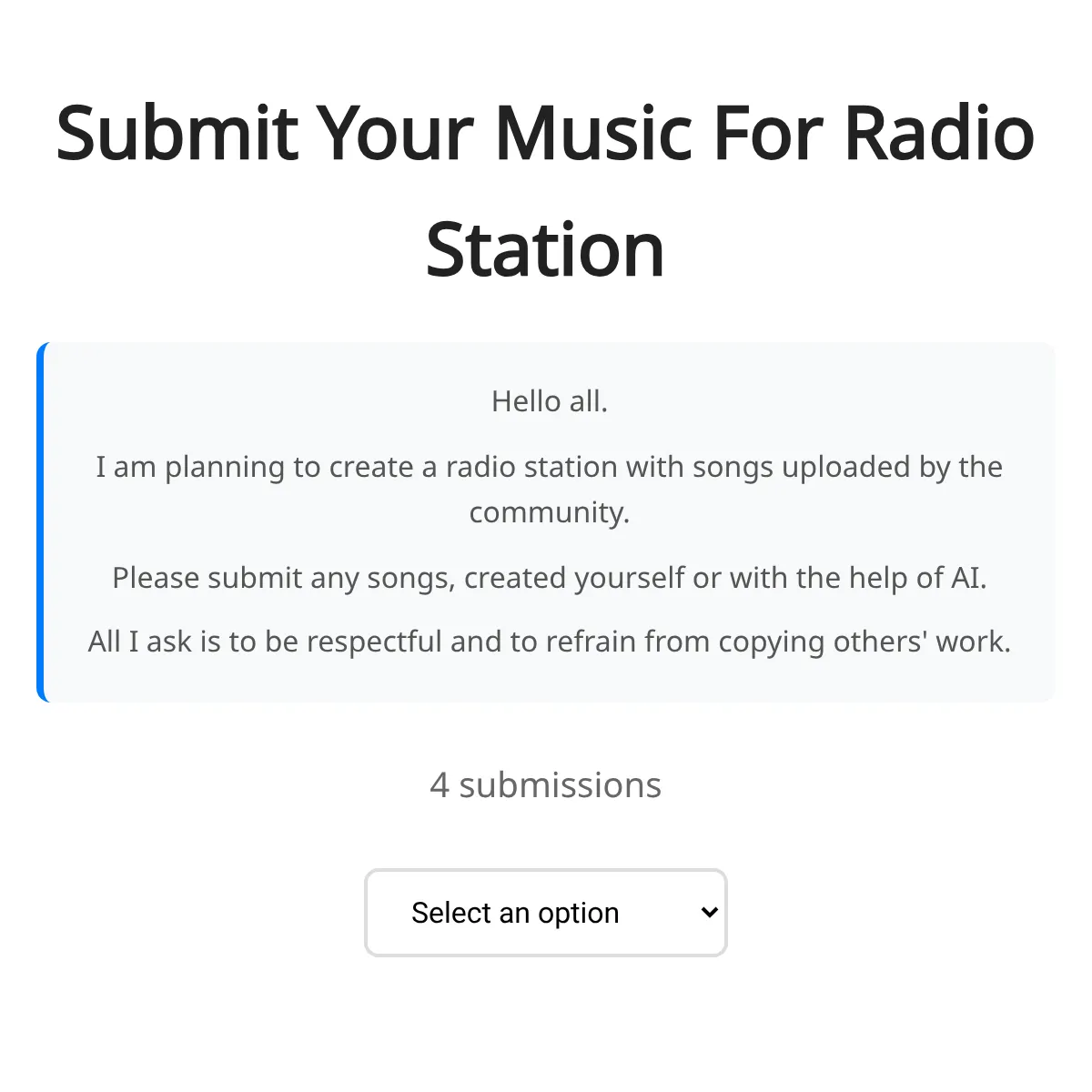 Submit Your Music For Radio Station