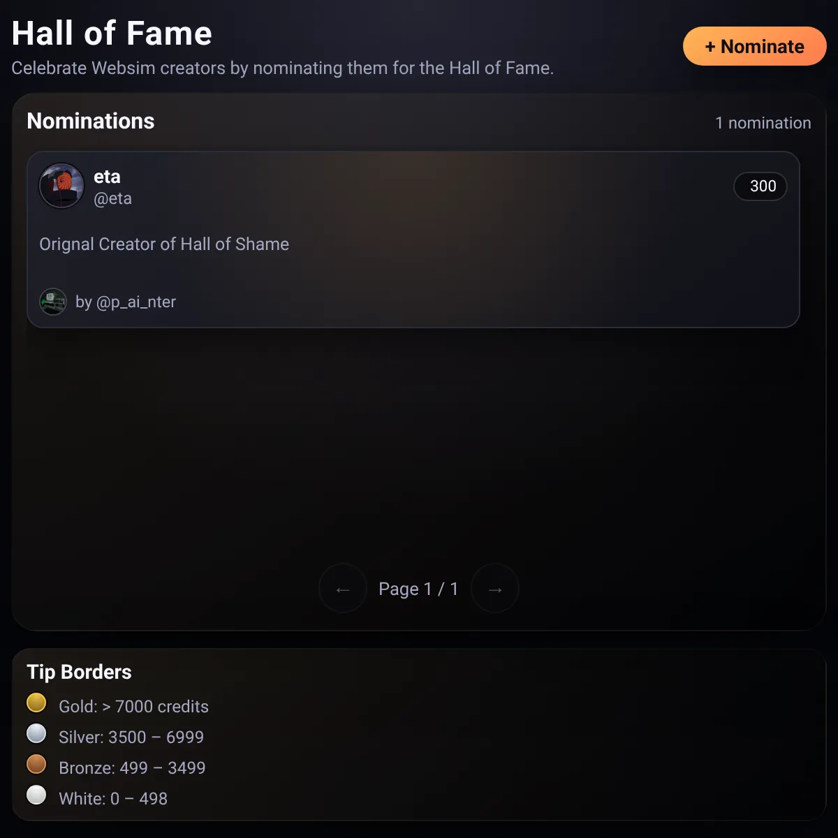 Websim Hall of Fame